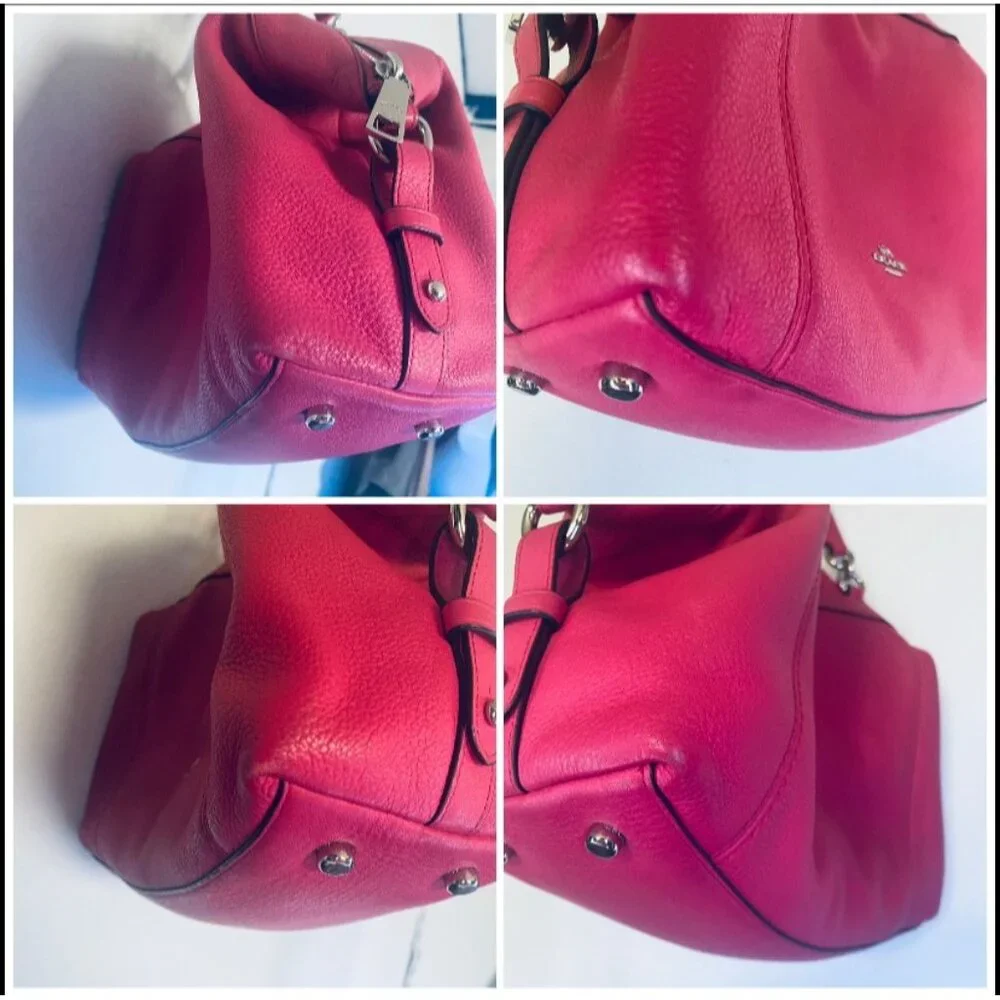 Coach Fuchsia Pink Pebbled Leather Lenox Tote Bag With Detachable Strap - Picture 2 of 16